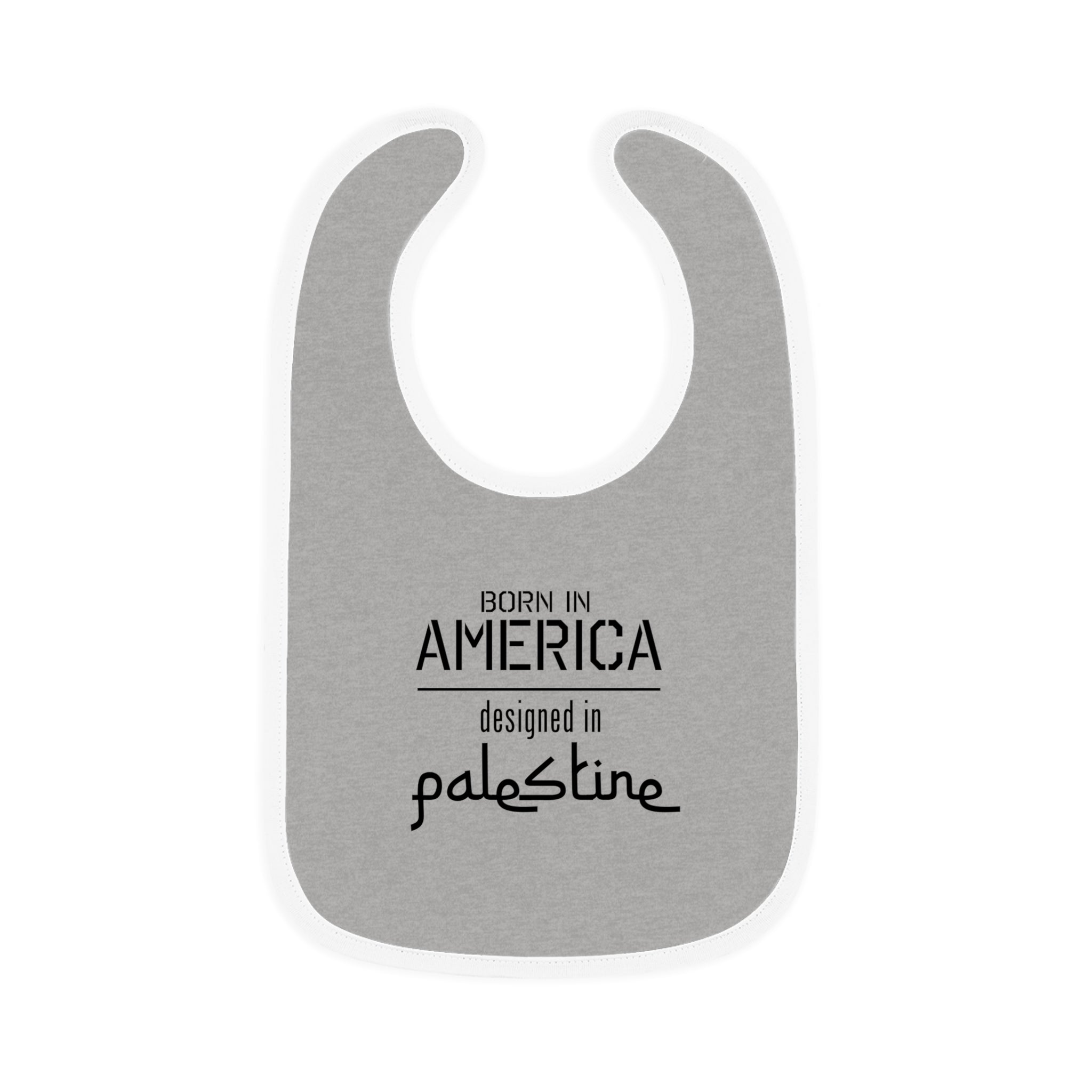 Baby Trim Jersey Bib - "Born in America, Designed in Palestine"