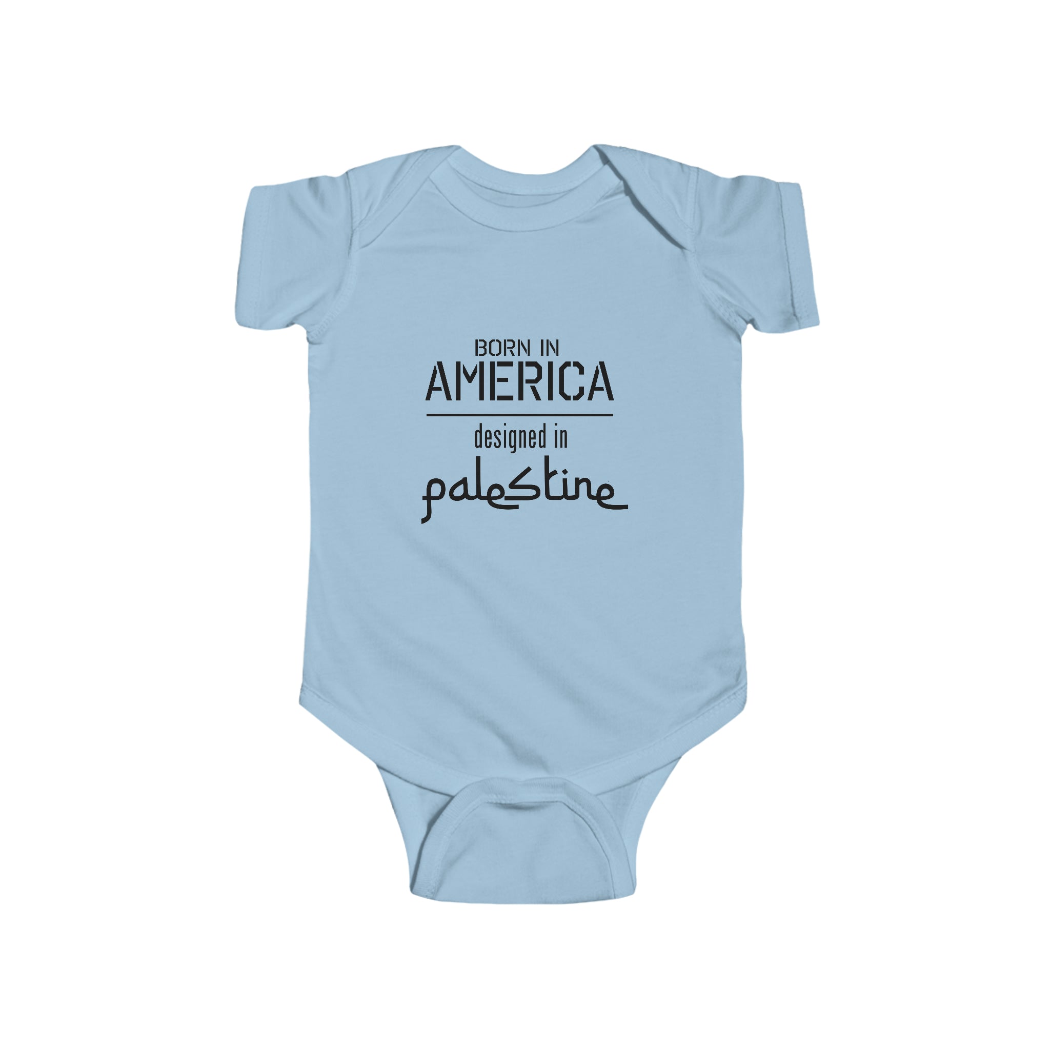 Infant Fine Jersey Bodysuit - "Born in America, Designed in Palestine"