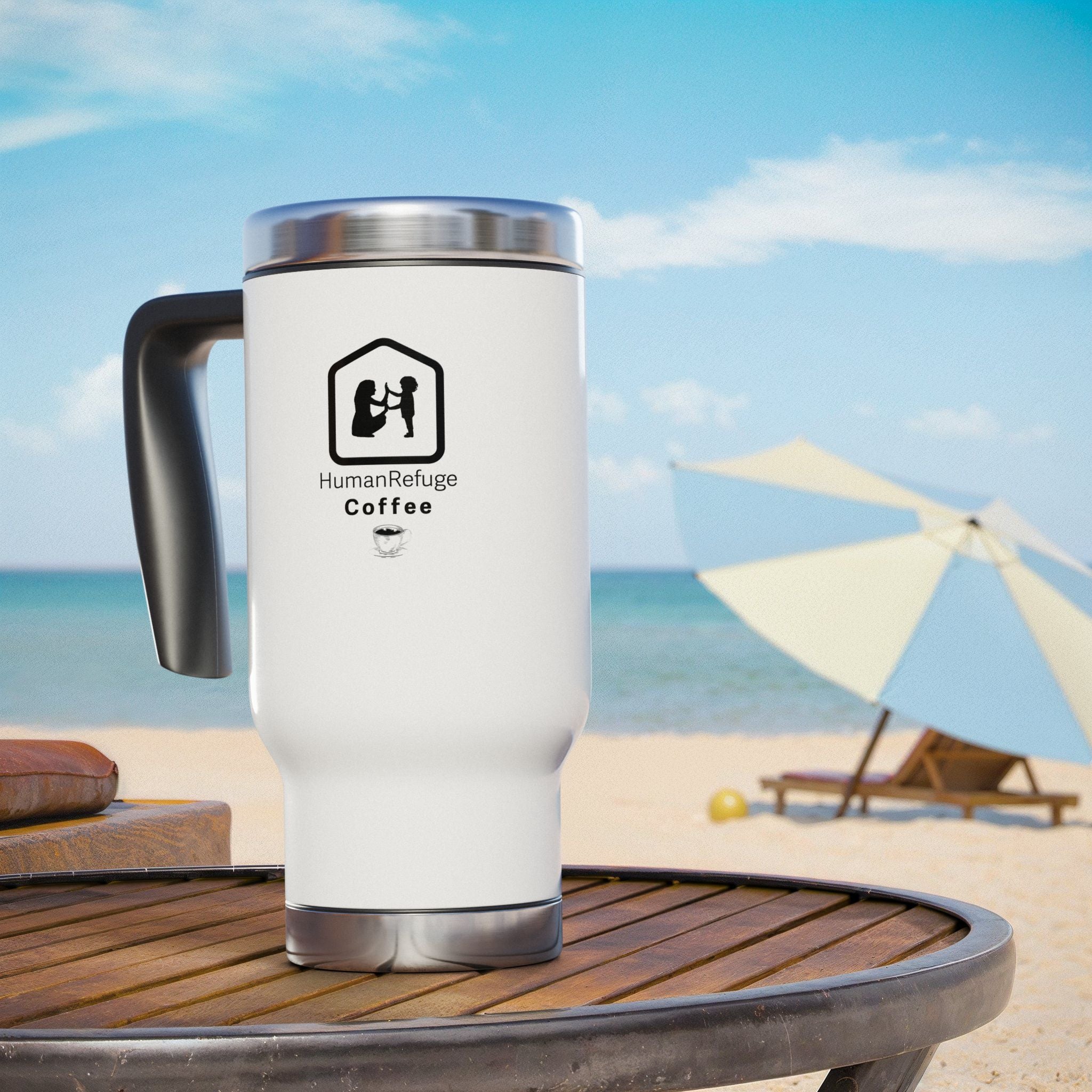 HRC Stainless Steel Travel Mug with Handle, 14oz